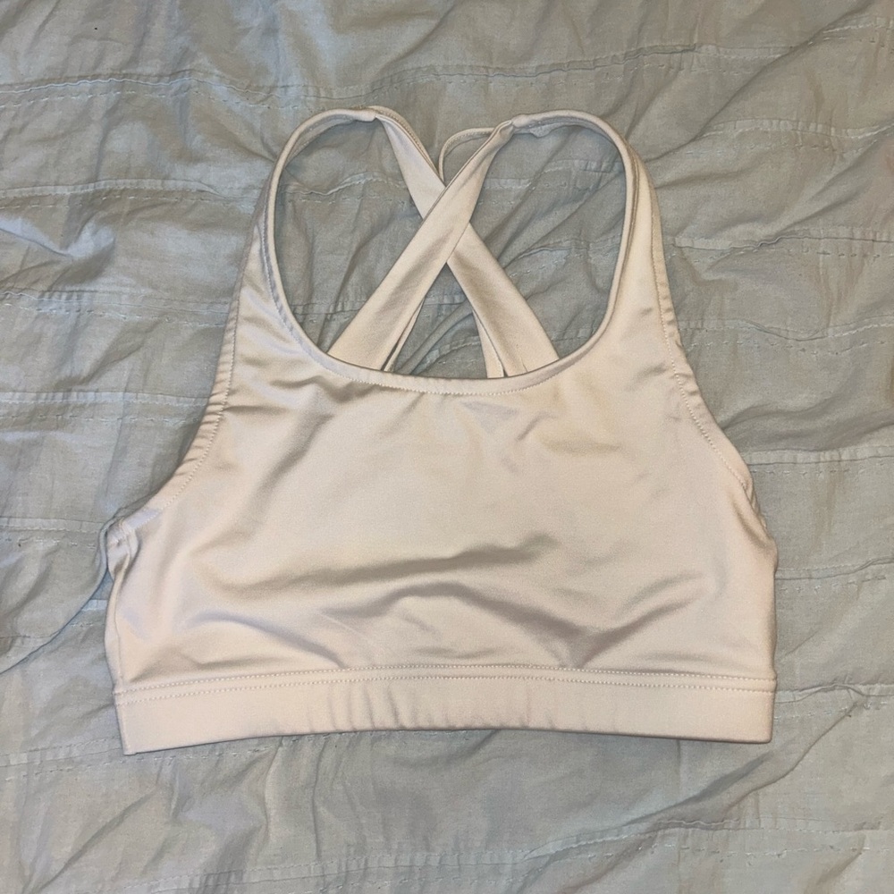 Women's White Varsity Sports Bra